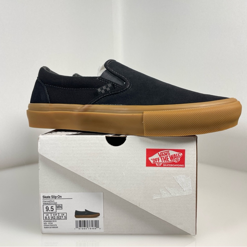 Vans Classic Slip-On Charcoal Grey Gum Casual Shoes Size 9.5 vn0a2z31cgo